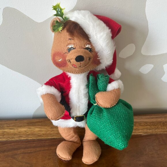 Annalee Mobilitee Dolls Santa Claus Stuffed Bear Doll Vintage 1989 Sack 8054 USA - Picture 2 of 12